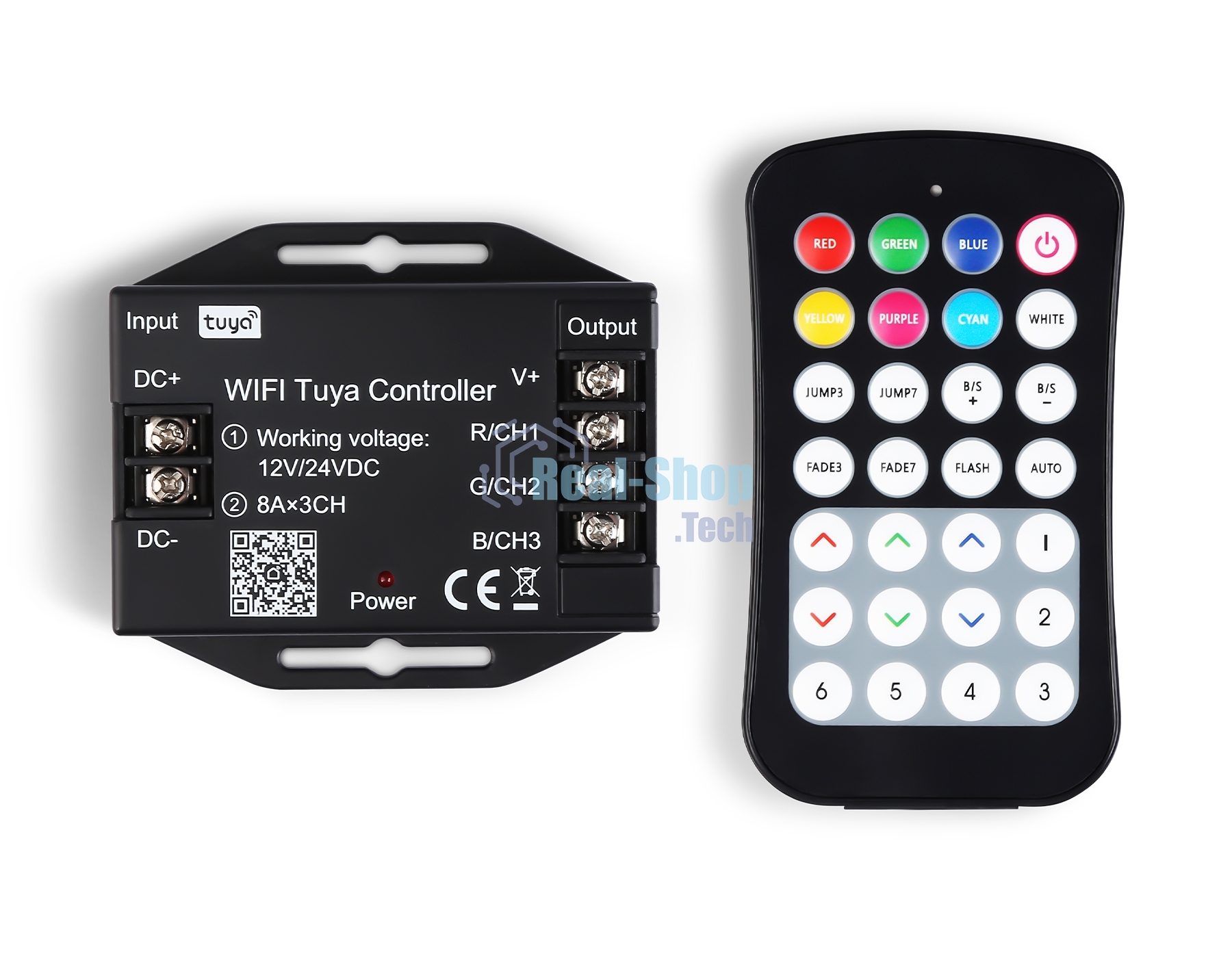 Контроллер GS11551 WIFI Tuya RGB 24A 12V 288W/ 24V 576W (ПДУ Радио 2.4G CR2025)