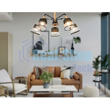 Светильник Ambrella light TR4741/5 BK/LW черный/светлое дерево E27/5 max 40W D760*350