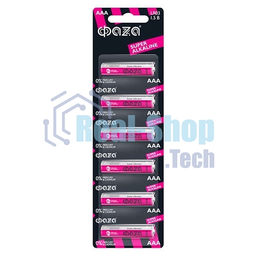 Элемент питания алкалиновый LR03 Super Alkaline BL-6 (уп.6шт) ФАZА 4895205002012, 1.5 В