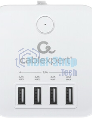 Сетевой фильтр Cablexpert Cube CUBE-3-U4-W-1.5, 3 р, 10А, 4хUSB, 1.5 м, ур.защиты 4+, белый, коробка
