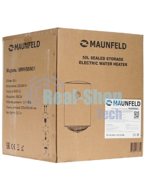 Водонагреватель электрический Maunfeld MWH50W01 белый, накопительный, 50 л, 1,5 кВт