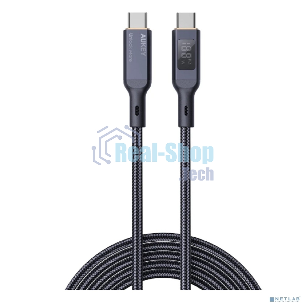 Кабель Aukey Nylon Braided 100w LCD 1m черный