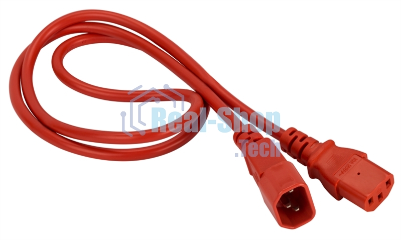 Шнур питания Lanmaster C13-C14, 3х0.75, 220В, 10А, красный, 3 метра