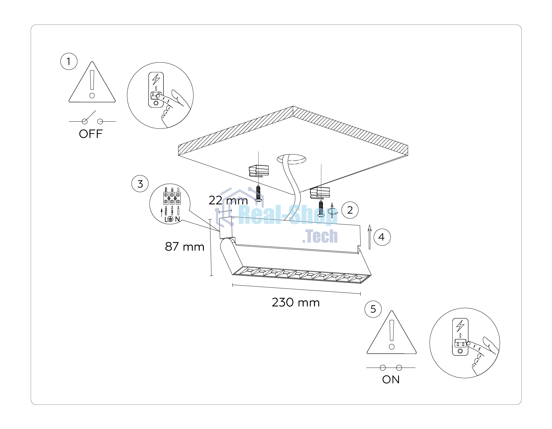 Светильник Ambrella light TA1829  BK черный LED 12W 4200K 230*22*87