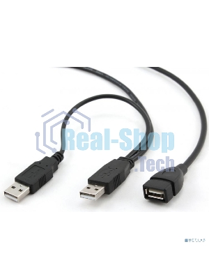 Кабель удлинитель USB 2.0 2xAM/AF 1.8м Gembird PRO, позол.конт., черный, пакет