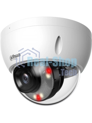 Уличная купольная IP-видеокамера Dahua DH-IPC-HDBW2449EP-S-IL-0280B Smart Dual Light с ИИ 4Мп, 1/2.9” CMOS, объектив 2.8мм, видеоаналитика, ИК до 30м, LED до 30м, IP67, корпус: металл
