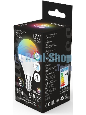 Лампа светодиодная Шар Gauss 6W E14 RGbW+димирование LED
