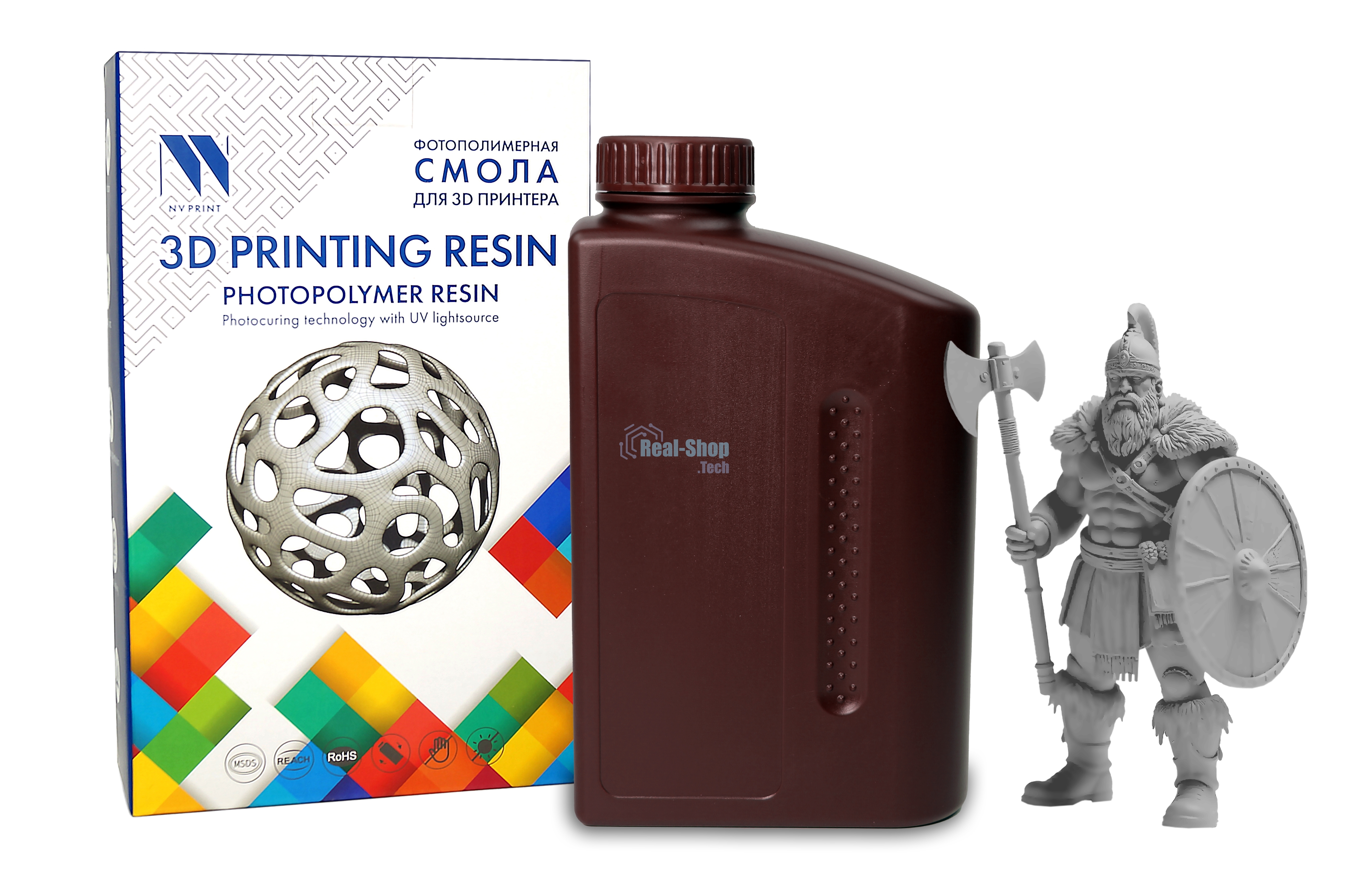 Фотополимерная смола NVPrint ABS Like Resin Grey для 3D печати 1 кг (бут)