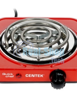 Плита настольная электрическая Centek CT-1508 красный, 1 кВт, ТЭН, конфорки - 1, эмаль, поворотные переключатели