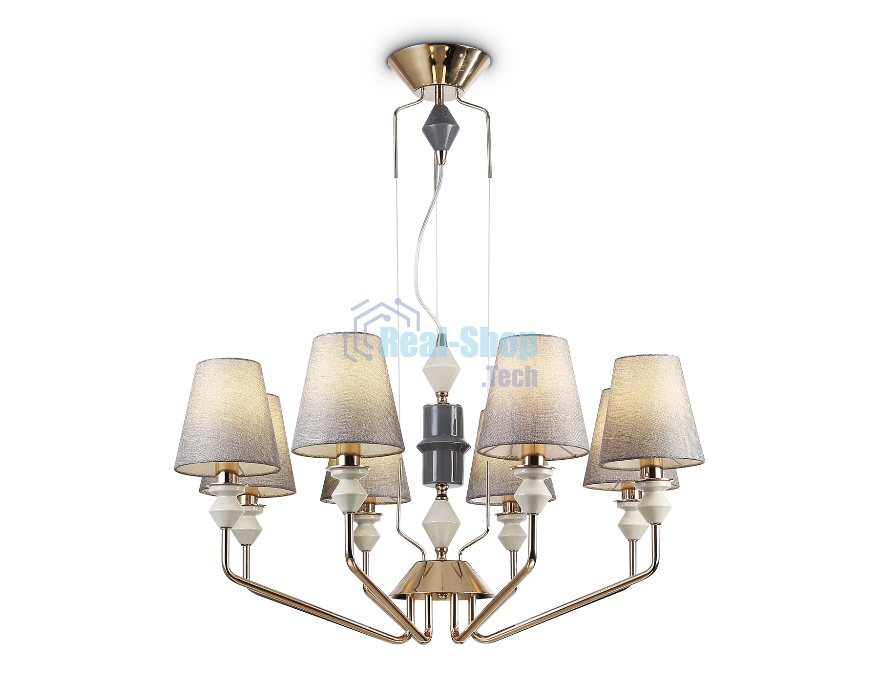 Люстра Ambrella light LH75403/8 GD/GR золото/серый E14*8 max 40W D815*1260