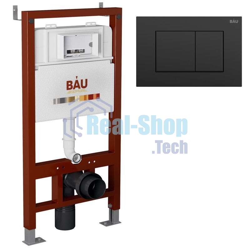 Инсталляция BAU PRO для подвесного унитаза, клавиша смыва BAU Stil для инсталляции, черный матовый