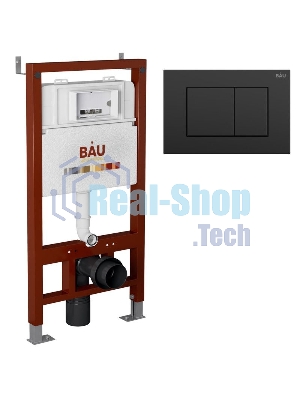 Инсталляция BAU PRO для подвесного унитаза, клавиша смыва BAU Stil для инсталляции, черный матовый