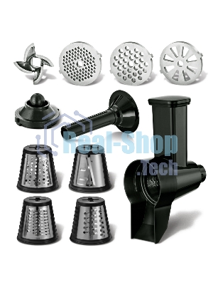 Мясорубка электрическая HOLT HT-MG-010 серый, 3300 Вт, 3.5 кг/мин, реверс, насадки - 4