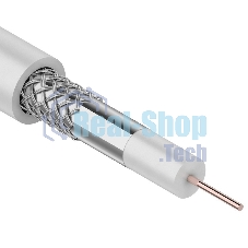 Кабель коаксиальный Rexant 3С-2V, 75 Ом, CCS/Al/Al, 48%, бухта 100 м, белый