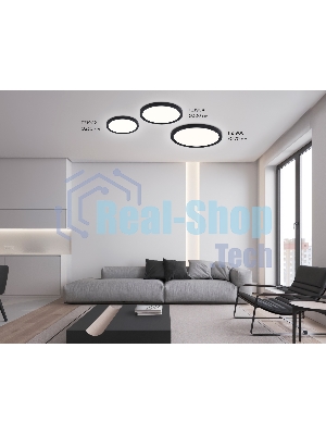 Светильник светодиодный ультратонкий Ambrella light FZ1904 BK черный IP54 20W 3000K-6500K CCT-переключатель D300*25 (Без ПДУ)