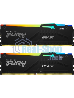 Оперативная память Kingston Fury Beast, DDR5, 16Gb (2x8GB), 5600MHz, CL40, DIMM, с радиаторами, RGB, черный