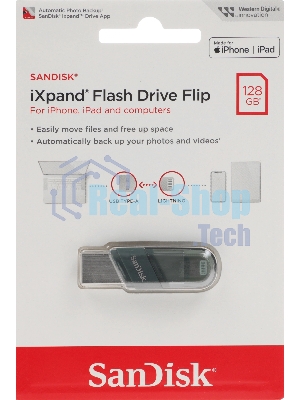Флешка USB Sandisk 128Gb iXpand Flip SDIX90N-128G-GN6NE USB3.1 зеленый/серебристый