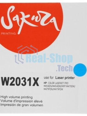 Картридж лазерный Sakura W2031X (HP 415X) для HP LaserJet Pro M454, MFP M479, голубой, 6000 к.