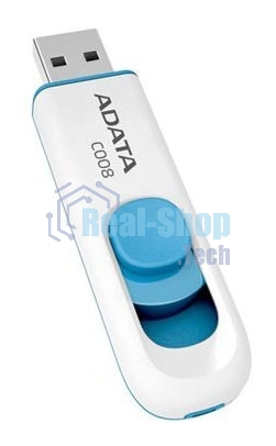Флешка USB ADATA C008 (AC008-16G-RWE), 16Gb, USB 2.0, R/W 15/5, белый/синий