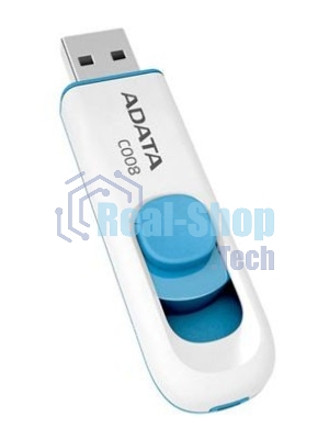 Флешка USB ADATA C008 (AC008-16G-RWE), 16Gb, USB 2.0, R/W 15/5, белый/синий