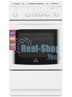 Плита газовая De Luxe 506040.03Г (КР) ЧР белый, конфорок 4 газовых, духовка 54 л, 50 см x 85 см x 60 см