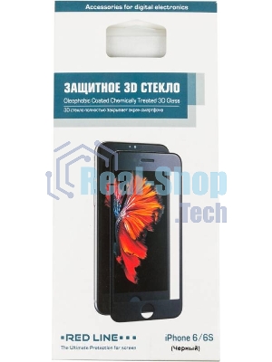 Защитное стекло для экрана Redline черный для Apple iPhone 6/6S 3D 1шт.(УТ000008166)