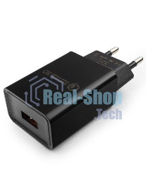 Сетевое зарядное устройство Cablexpert MP3A-PC-17, QC 3.0, 100/220V - 1 USB порт 5/9/12V, черный