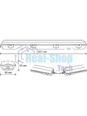 Светильник линейный Gauss СПП-Т8-G13 LITE 220-230V IP65 665x60x55мм для LED ламп 1х600мм 1/16