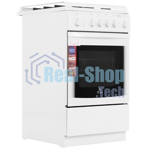 Плита газовая De Luxe 506040.03Г (КР) ЧР белый, конфорок 4 газовых, духовка 54 л, 50 см x 85 см x 60 см