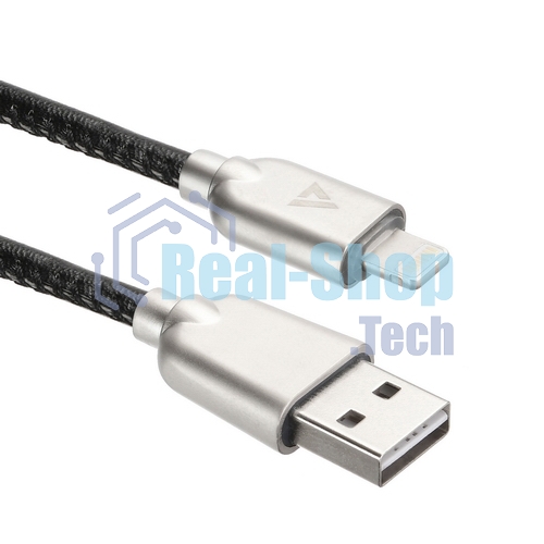 Кабель USB ACD-Allure Lightning - USB-A Кожа, 1м, черный