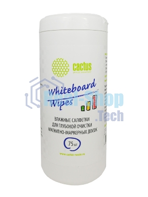 Салфетки Cactus CS-WB075 для маркерных досок туба 75 шт влажных