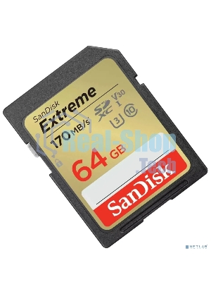 Флеш карта SD 64GB SanDisk SDXC Class 10 V30 UHS-I U3 Extreme 170MB/s