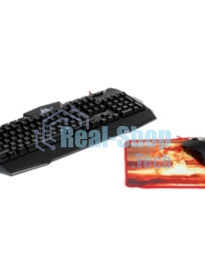 Комплект клавиатура+мышь Qumo Wartime проводной, USB, 3200 DPI, чёрный