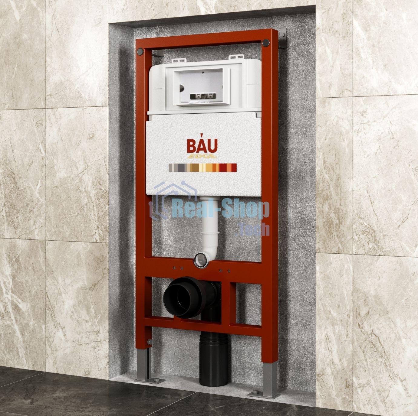 Инсталляция BAU PRO для подвесного унитаза, клавиша смыва BAU Stil для инсталляции, черный матовый
