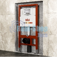 Инсталляция BAU PRO для подвесного унитаза, клавиша смыва BAU Stil для инсталляции, черный матовый