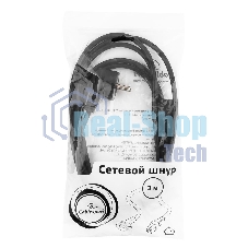 Кабель питания Cablexpert PC-186-VDE-3M, 3м, Schuko- C13, VDE, 10А, Сечение провода: 0,75 мм2, черный, с заземлением