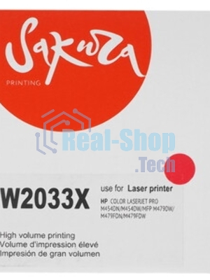 Картридж лазерный Sakura W2033X (HP 415X) для HP LaserJet Pro M454, MFP M479, пурпурный, 6000 к.