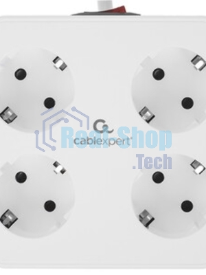 Сетевой фильтр Cablexpert Plate, PLT-4-C2U2-W-2, 4р, 10А, 2xType-C PD, 20Вт, 2xUSB, 2.4A, 2 м, ур. защиты 4+, белый, коробка