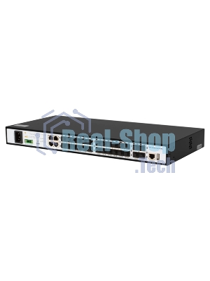Управляемый коммутатор SNR уровня 2+, 20 портов 100/1000Base-X SFP, 4 порта Combo 10/100/1000Base-T 100/1000Base-X SFP, 4 порта 1/10G SFP+, встроенный БП ~220V AC, разъем для АКБ 12V с возможностью за