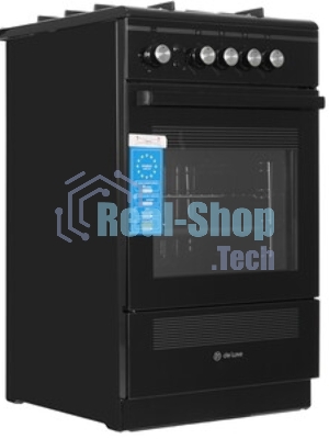 Плита газовая De Luxe 506040.24Г ЧР-001 черный, конфорок 4 шт, духовка 54 л, 50 см x 85 см x 60 см