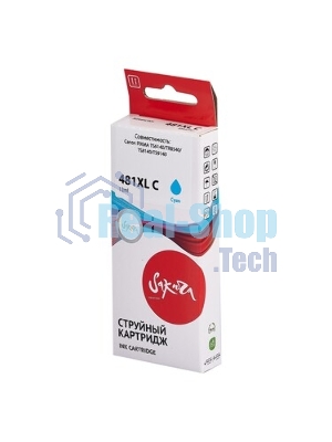 Картридж струйный Sakura 2044C001 (481XL Cyan) для Canon, голубой, 12 мл., 820 к.