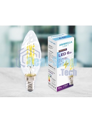 Светодиодная лампа Ambrella light 202124 Filament LED C35 6W E14 4200K (50W) 220-240V