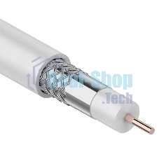 Кабель коаксиальный Rexant RG-6U, 75 Ом, CCS/Al/Al, 64%, бухта 100 м, белый