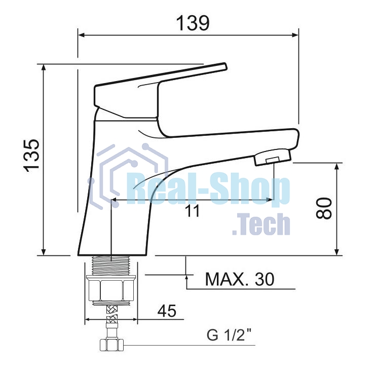 SL132-001F Смеситель для умывальника, ø35