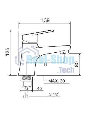 SL132-001F Смеситель для умывальника, ø35