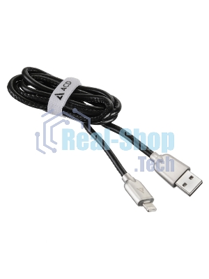 Кабель USB ACD-Allure Lightning - USB-A Кожа, 1м, черный