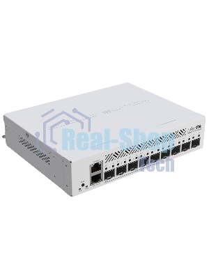 Коммутатор MikroTik Cloud Router Switch CRS310-1G-5S-4S+IN with 800 MHz CPU, 256 MB RAM, 4xSFP+, 5xSFP cages, 1xGbit LAN port, RouterOS L5, desktop case, rackmount ears, PSU
