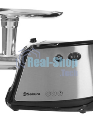 Мясорубка электрическая Sakura SA-6407 серый, 1800 Вт, 2.0 кг/мин, реверс, защита от перегрузки, металлический лоток, насадки - 5