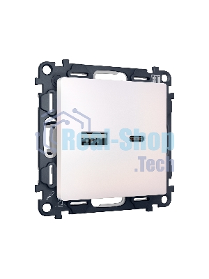Комплект механизма розетки ALFA Жемчуг 2USB A+C 20W (быстрая зарядка) QUANT (AP2110, VM177) MA211010