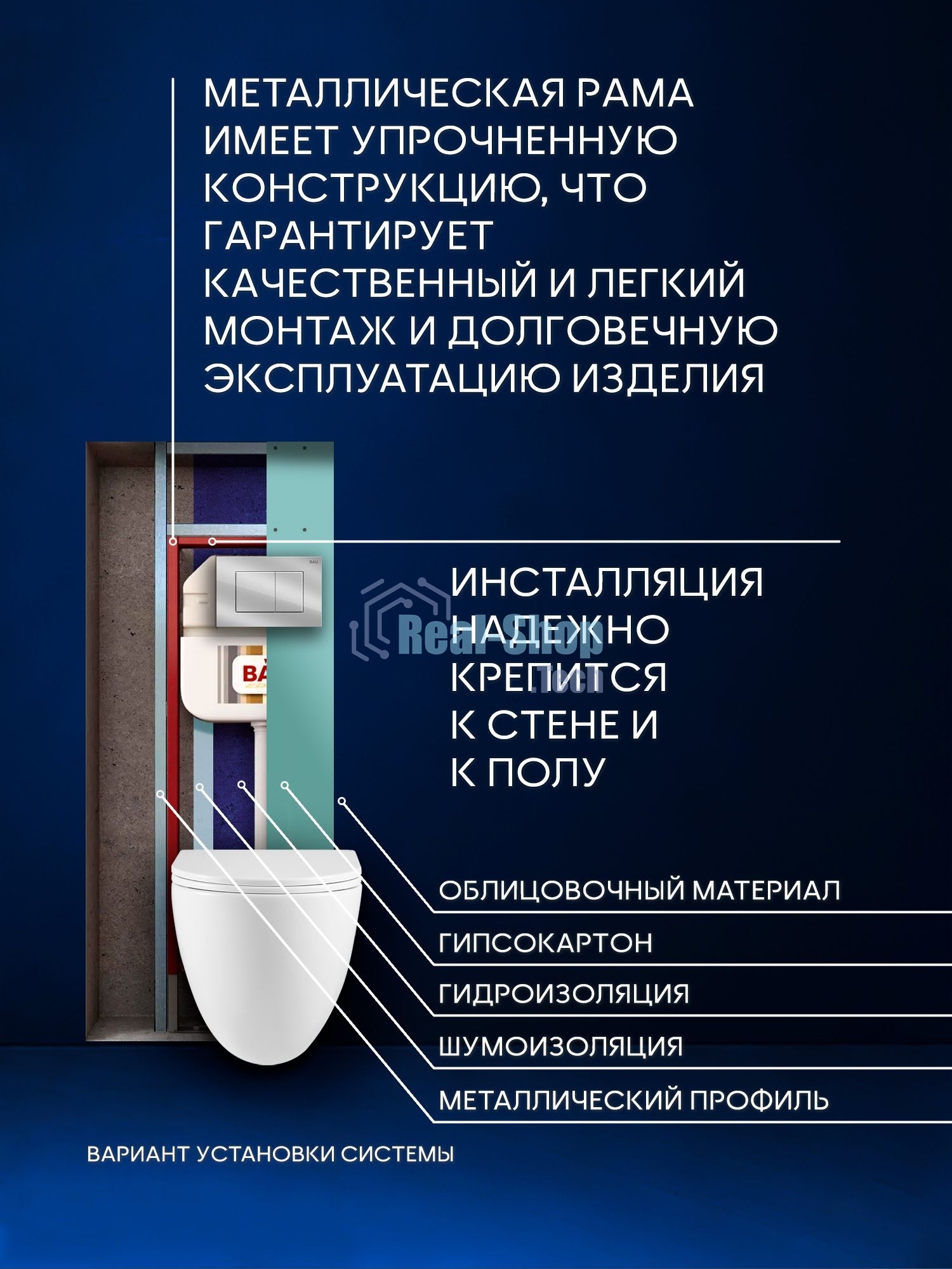 Комплект BAU 6 в 1: рамная инсталляция BAU NEO 45, унитаз подвесной безободковый вихревой со скрытым сливом Bau Dream Hurricane3, сиденье дюропласт микролифт, кнопка смыва BAU Stil , хром